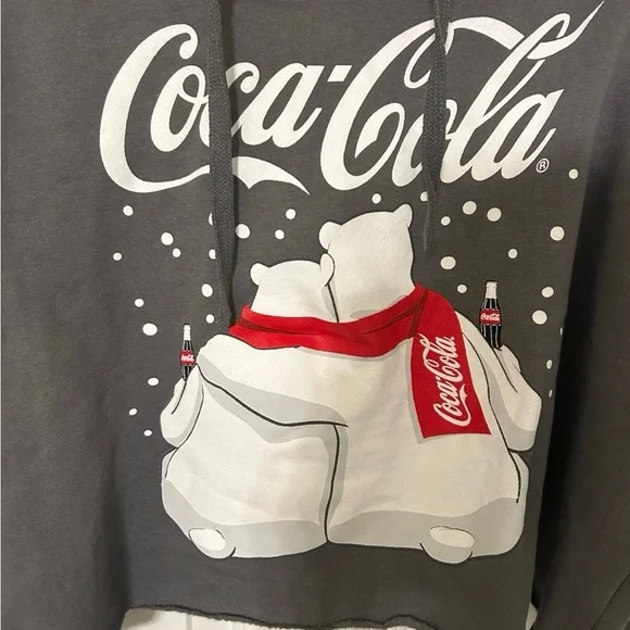 Hot Topic Coca‑Cola Polar Bears Cropped Hoodie – Women’s Large, EUC - Picture 8 of 16